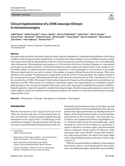 olympus exoscope|(PDF) Clinical implementation of a 3D4K.